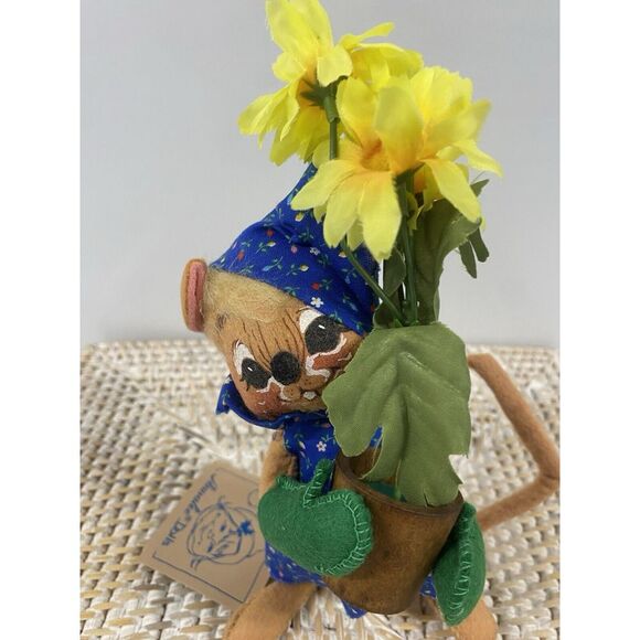 Annalee‎ Dolls Green Thumb Mouse With Tags 2045  1992 Vintage Flower Gardener - Picture 2 of 9